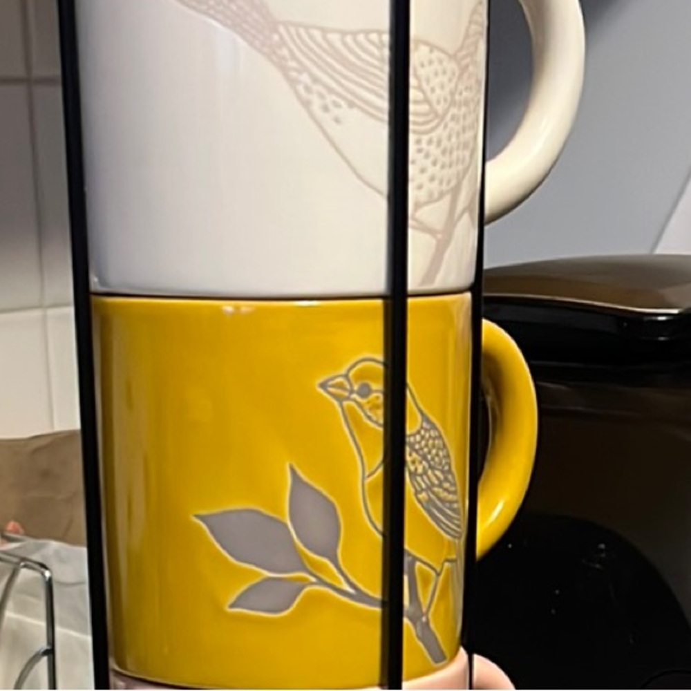 Bird Design Mug Set in Stand